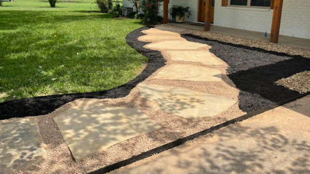 stone pathway to front door